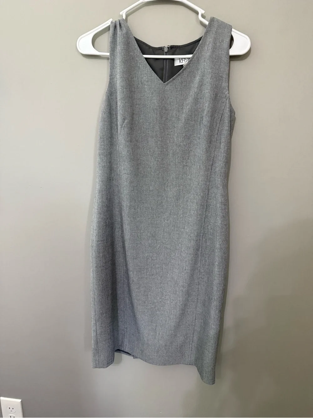 Gray Sleeveless V-Neck Sheath Dress